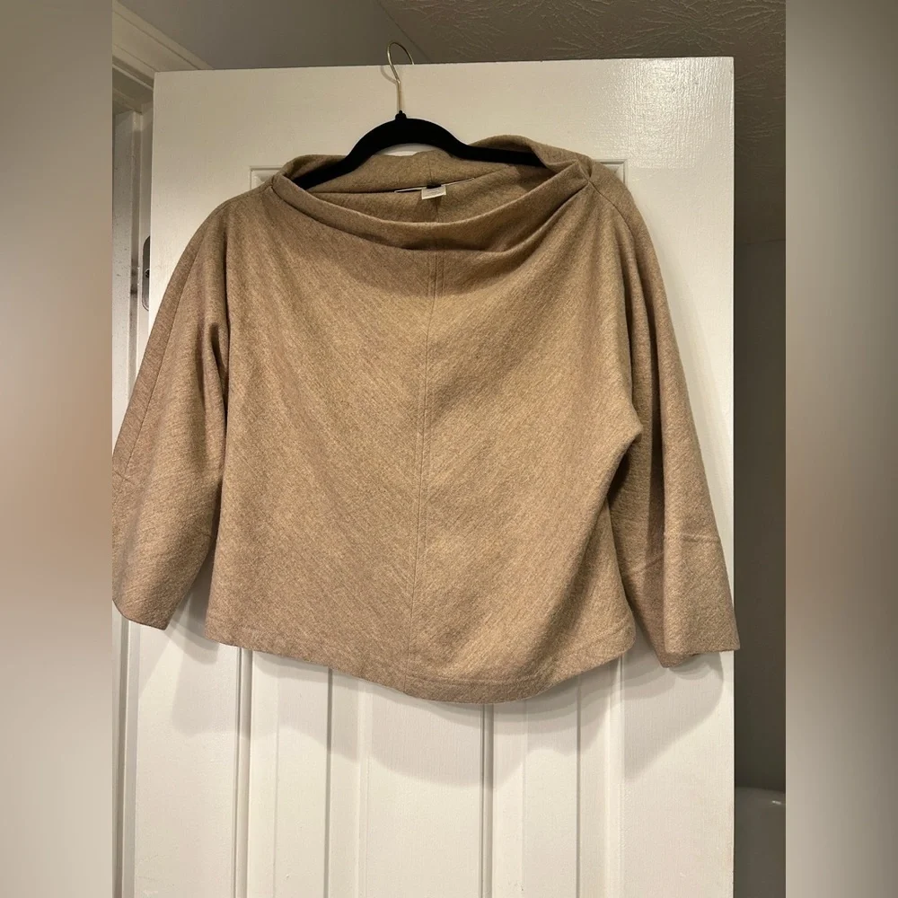 DIANE VON FURSTENBERG 3/4 Sleeve 100% Wool Sweater- IN TAN - Picture 2 of 5
